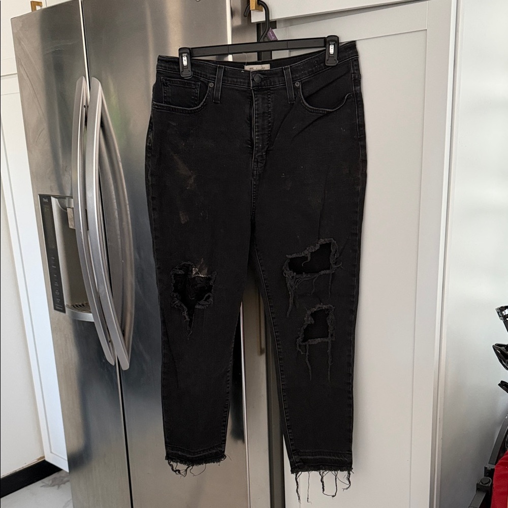 Madewell Black Lace-Trimmed Jeans